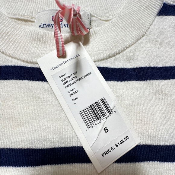 Wool Blend VINEYARD VINES | NWT Stripe Crewneck Patch Pocket Sweater Jumper - Picture 14 of 15